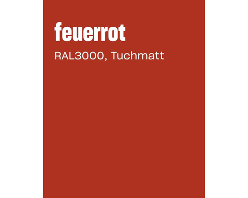 Farbkarte in Feuerrot RAL 3000 mit tuchmatter Oberfläche