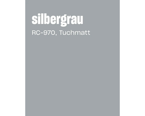 Farbkarte in Silber Grau mit der Bezeichnung RC 970 Tuchmatt