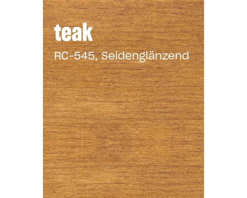 Holzlasur Farbton Teak RC 545 seidenglänzend als Farbmuster