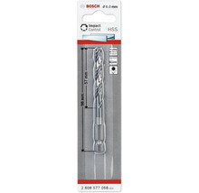 Bosch Impact Control HSS Metallbohrer mit 6,0 Millimeter Durchmesser und 1/4 Zoll Sechskantschaft in Blisterverpackung.