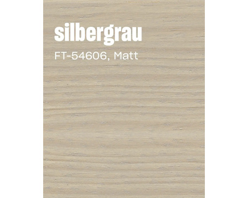 Holzoberfläche in Matt mit Maserung in Silbergrau und Modellnummer FT-54606.