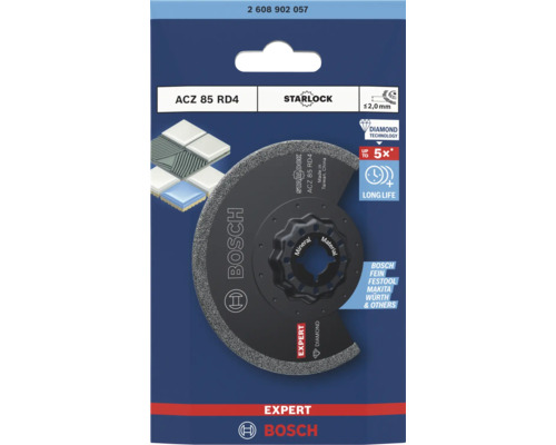 Bosch Starlock Segmentsägeblatt ACZ 85 RD4 Expert Diamond für Mineralwerkstoffe in Verpackung
