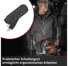 Gepolsterter Schultergurt von Einhell für ein Akkugerät zur ergonomischen Arbeitserleichterung durch Tragen über die Schulter.