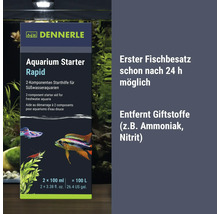 Dennerle Aquarium Starter Rapid Starthilfe für Süßwasseraquarien 2 mal 100 Milliliter für 100 Liter Wasser zur Schadstoffentfernung