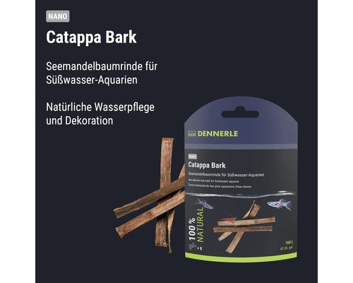 Dennerle Nano Catappa Bark Seemandelbaumrinde für Süßwasser Aquarien zur natürlichen Wasserpflege und Dekoration in der Verpackungseinheit acht Stück