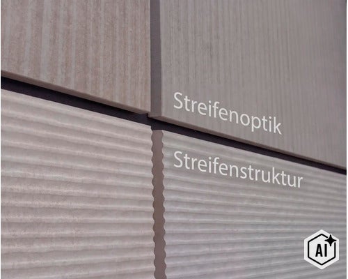 Wandfliesen mit Streifenoptik und Streifenstruktur im direkten Vergleich (Image AI modified or generated)