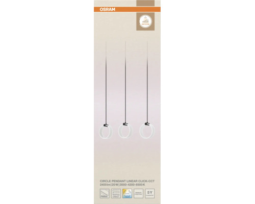 Osram Circle Pendelleuchte linear mit einstellbarer Farbtemperatur und Textilkabel