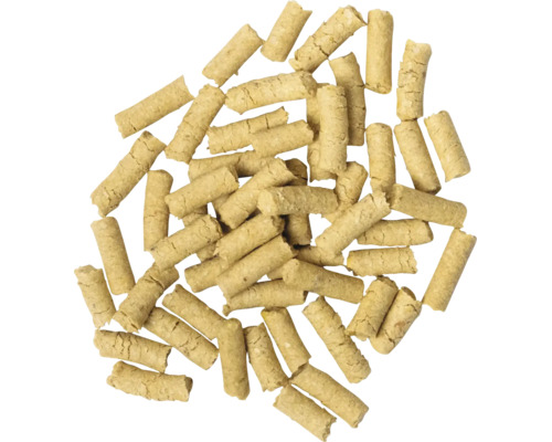 Eine lose Ansammlung von Holzpellets aus gepresstem Holz für die Verwendung in Pelletheizungen.