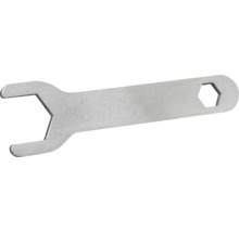 Flacher Einmaulschlüssel aus Metall für Montagearbeiten.