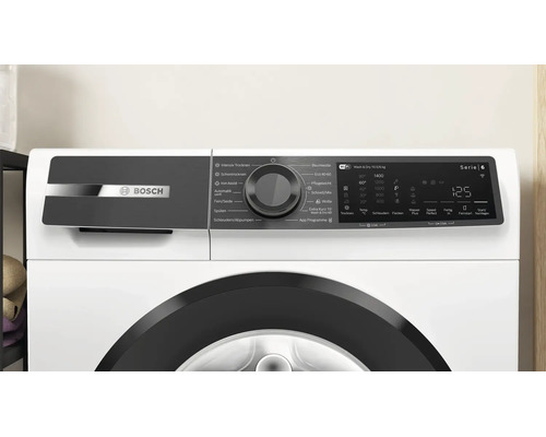 Bedienblende der Bosch Waschtrockner Serie 6 mit Programmwähler und digitalem Display