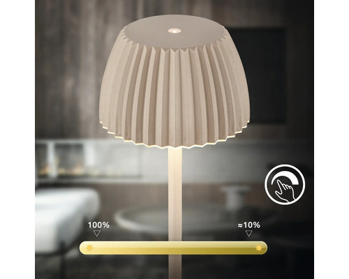 Dimmbare LED Tischleuchte mit plissiertem Schirm und Touch Sensor zur stufenlosen Helligkeitsregelung