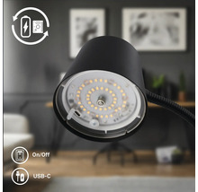 Wiederaufladbare LED Schreibtischleuchte mit integriertem Akku, An Aus Schalter und USB C Ladeanschluss im Wohnbereich
