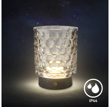 LED Tischleuchte aus Glas mit Wabenstruktur und Schutzart IP44 für den Außenbereich