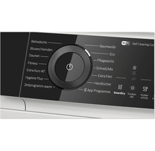 Bedienfeld eines Trockners mit zentralem Ein und Ausschalter sowie verschiedenen Programmauswahlen und WLAN Funktion.