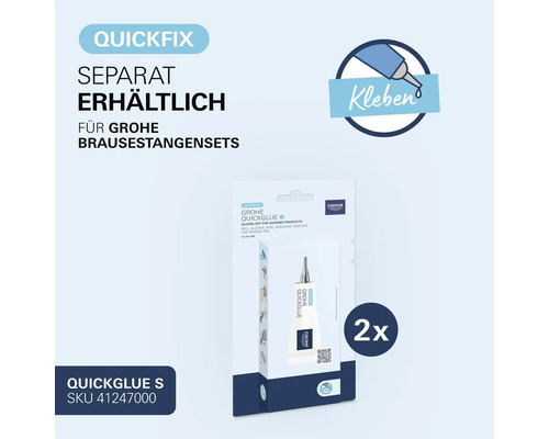 Grohe QuickGlue Set S für Brausestangensets in Blisterverpackung inklusive zwei Klebetuben und Montagezubehör zur bohrfreien Montage