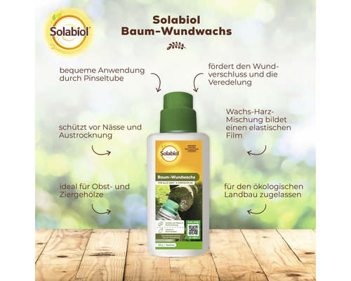 Solabiol Baum Wundwachs in der Pinseltube für Obst und Ziergehölze zur Wundheilung und Veredelung, schützt vor Nässe und Austrocknung.