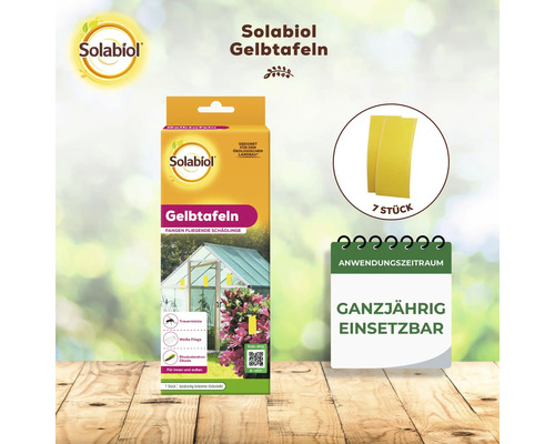 Solabiol Gelbtafeln zur biologischen Bekämpfung von fliegenden Schädlingen, 7 Stück, ganzjährig einsetzbar für Innen und Außen.