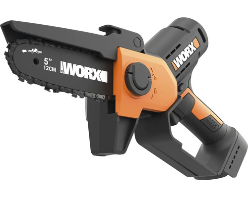 WORX Akku Astsäge mit 12 Zentimeter beziehungsweise 5 Zoll Schwertlänge und WORX Logo