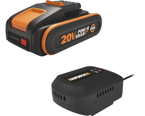 Worx Power Share Akku 20 Volt 2.0 Amperestunden mit passendem Akku Ladegerät für Elektrowerkzeuge