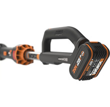 Worx Akku fuer Gartengeraete mit zwanzig Volt und vier Amperestunden Kapazitaet inklusive Worx Logo