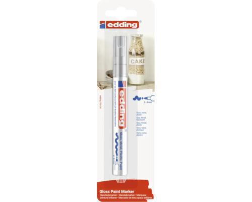 Edding 750 Glanzlackmarker für Glas Metall Kunststoff und Papier mit zwei bis vier Millimeter Strichbreite in der Blisterverpackung