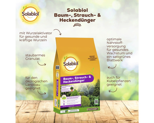 Solabiol Baum- Strauch- und Heckendünger im 5 Kilogramm Sack mit Wurzelaktivator für kräftiges Wachstum von Bäumen und Hecken.