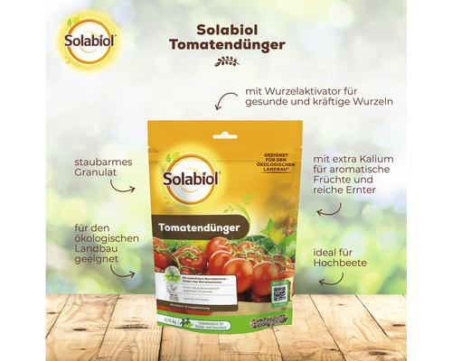 Solabiol Tomatendünger Granulat 0,75 kg mit Wurzelaktivator und extra Kalium für ökologischen Landbau geeignet in Standbodenbeutel