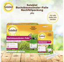 Solabiol Buchsbaumzünsler Falle Nachfüllpackung mit zwei Pheromonspritzen zur biologischen Befallsermittlung von Buchsbaumzünslern im Garten.