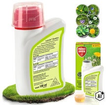 Loredo Quattro Rasenunkrautfrei Unkrautvernichter für Rasen, 100 Milliliter Flasche mit Dosierkappe. (Image AI modified or generated)
