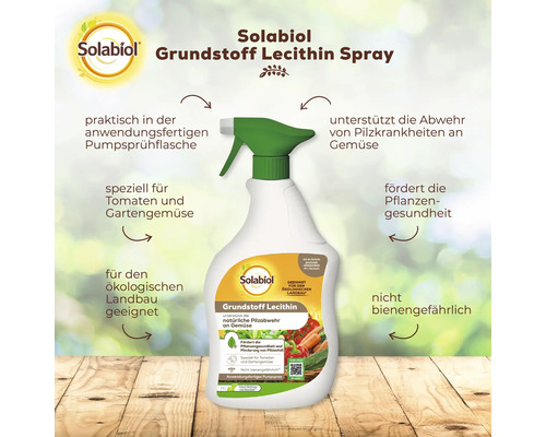 Solabiol Grundstoff Lecithin Spray zur Pilzabwehr an Gemüse in der gebrauchsfertigen Sprühflasche für den ökologischen Landbau.
