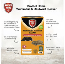Produktverpackung Protect Home Wühlmaus und Maulwurf Blocker als Mittel zur Vertreibung von Nagern mit einer Wirkungsdauer von bis zu zwei Monaten