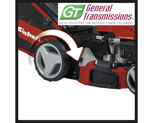 Einhell Rasenmäher mit General Transmissions Getriebe und Antriebsrad