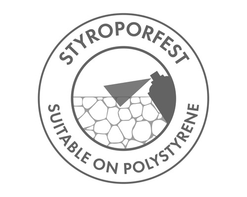 Symbol für Styroporfest Eignung für Polystyrol Untergründe zur Anwendung mit Sprühdosen