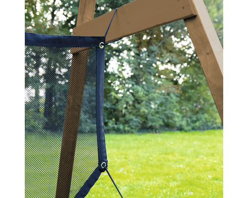 Schattennetz mit Ösen zur Befestigung an einem Holzrahmen für Spieltürme