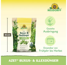 Neudorff Azet Buxus und Ilex Duenger 1,75 kg Packung mit Mykorrhiza fuer kraeftiges Pflanzenwachstum und Anwendung von Fruehjahr bis Herbst.
