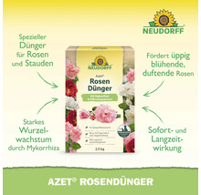 Neudorff Azet Rosendünger Packung 2,5 Kilogramm mit Mykorrhiza und Mikroorganismen für Rosen und Stauden mit Sofort und Langzeitwirkung.