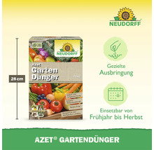 Neudorff Azet Gartendünger 2,5 Kilogramm Packung, 28 Zentimeter hoch, organischer Dünger für Gemüse und Obst im Garten.
