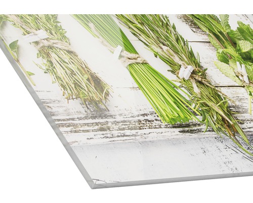 Küchenrückwand aus Acrylglas mit Kräutermotiv