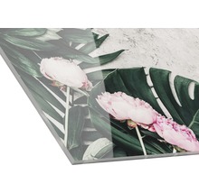 Acrylglasbild mit Blumen- und Blattmotiven