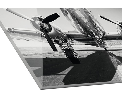 Schwarz-Weiß-Acrylglasbild eines Flugzeugs