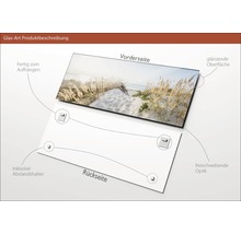 Produktbeschreibung Glasbild mit glänzender Oberfläche, inklusive Abstandshalter und Aufhängung