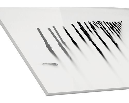 Acrylglasbild mit Schwarz-Weiss-Fotografie von Seebrücken