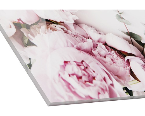 Nahaufnahme eines Acrylglasbildes mit Pfingstrosenmotiv