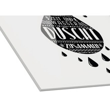 Dekoratives Acrylglasbild mit Duschmotiv und Schriftzug für Badezimmer