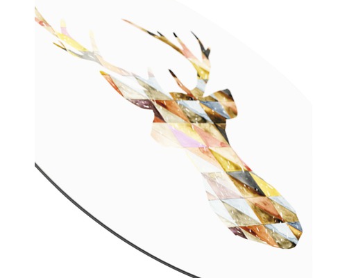 Dekorationselement mit Hirschkopf und geometrischen Mustern