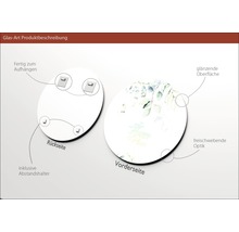 Glasbild mit Aufhängung und Abstandshalter, Vorderseite mit glänzender Oberfläche