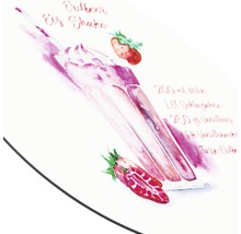 Illustration eines Erdbeer-Eis-Shakes mit Zutatenliste