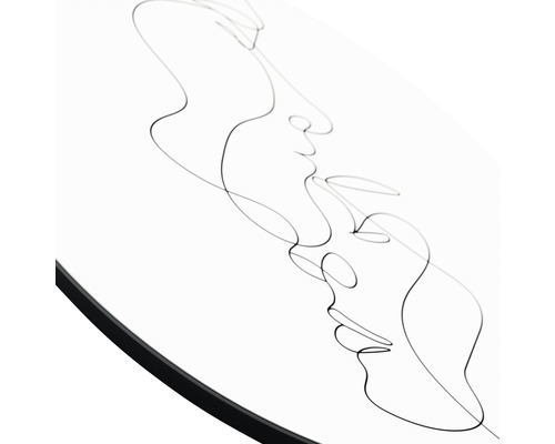 Dekorative Wandkunst mit abstrakten Linien, die zwei Gesichter darstellen