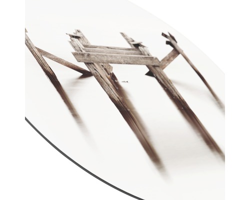 Detailansicht einer Tischplatte mit einem Bild von Holzstrukturen