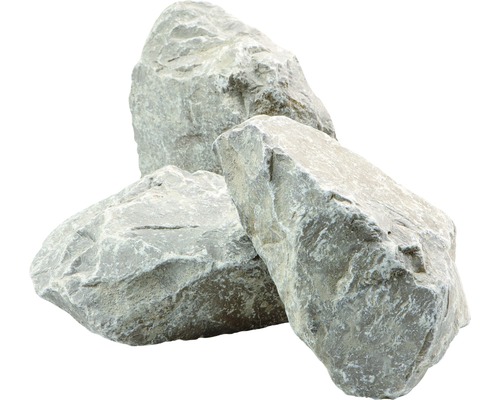 Drei graue Kalksteine für den Garten